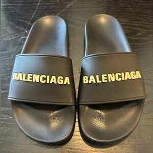 Authentic Balenciaga Black Pool Slides